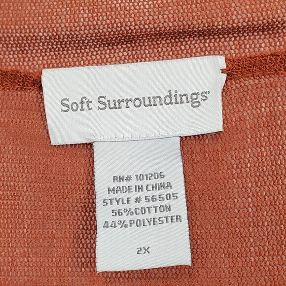 Soft Surroundings 2X Cardigan Mesh Sheer Open Tie Asymmetric Hem Roll Tab Autumn - Picture 5 of 10